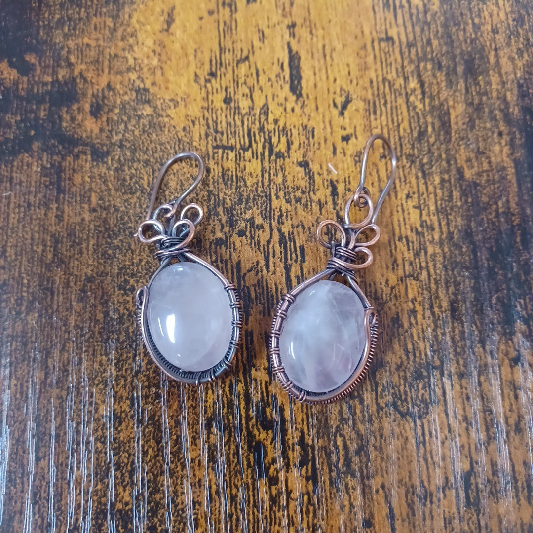 @connectco Rose Quartz Antique Copper Earings