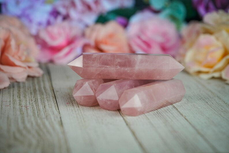 Double Terminated Rose quartz 4"
