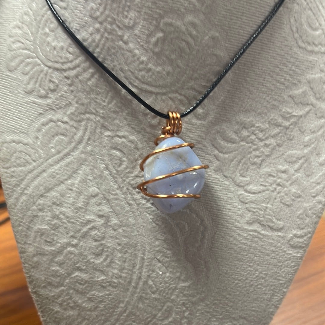 Wire Wrapped Blue Lace Agate
