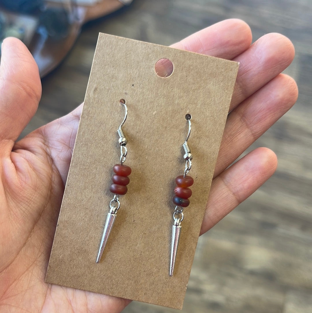Red Agate w Spike Earrings @pereternity