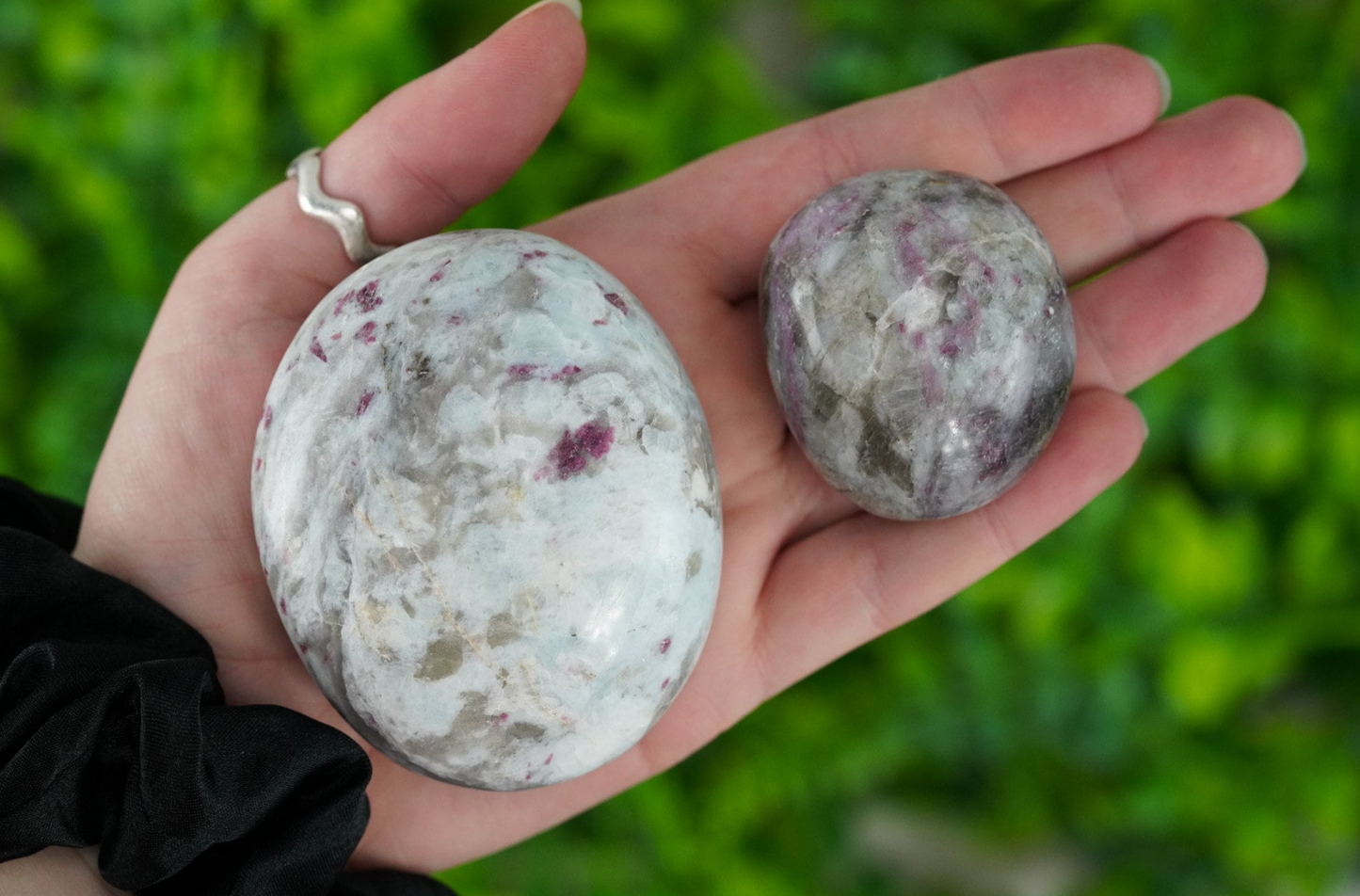 Pink tourmaline palm stone