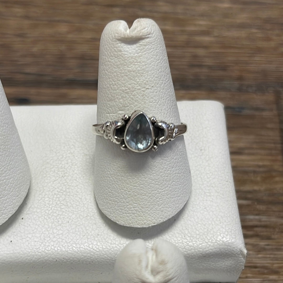 Aquamarine Silver Ring Size 8