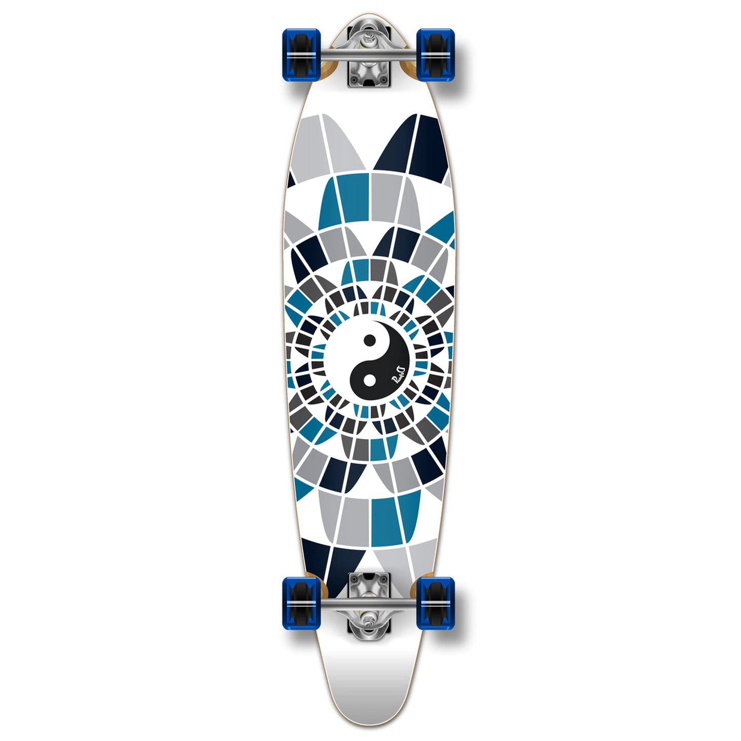 Yocaher Kicktail Complete Longboard - Yin Yang
