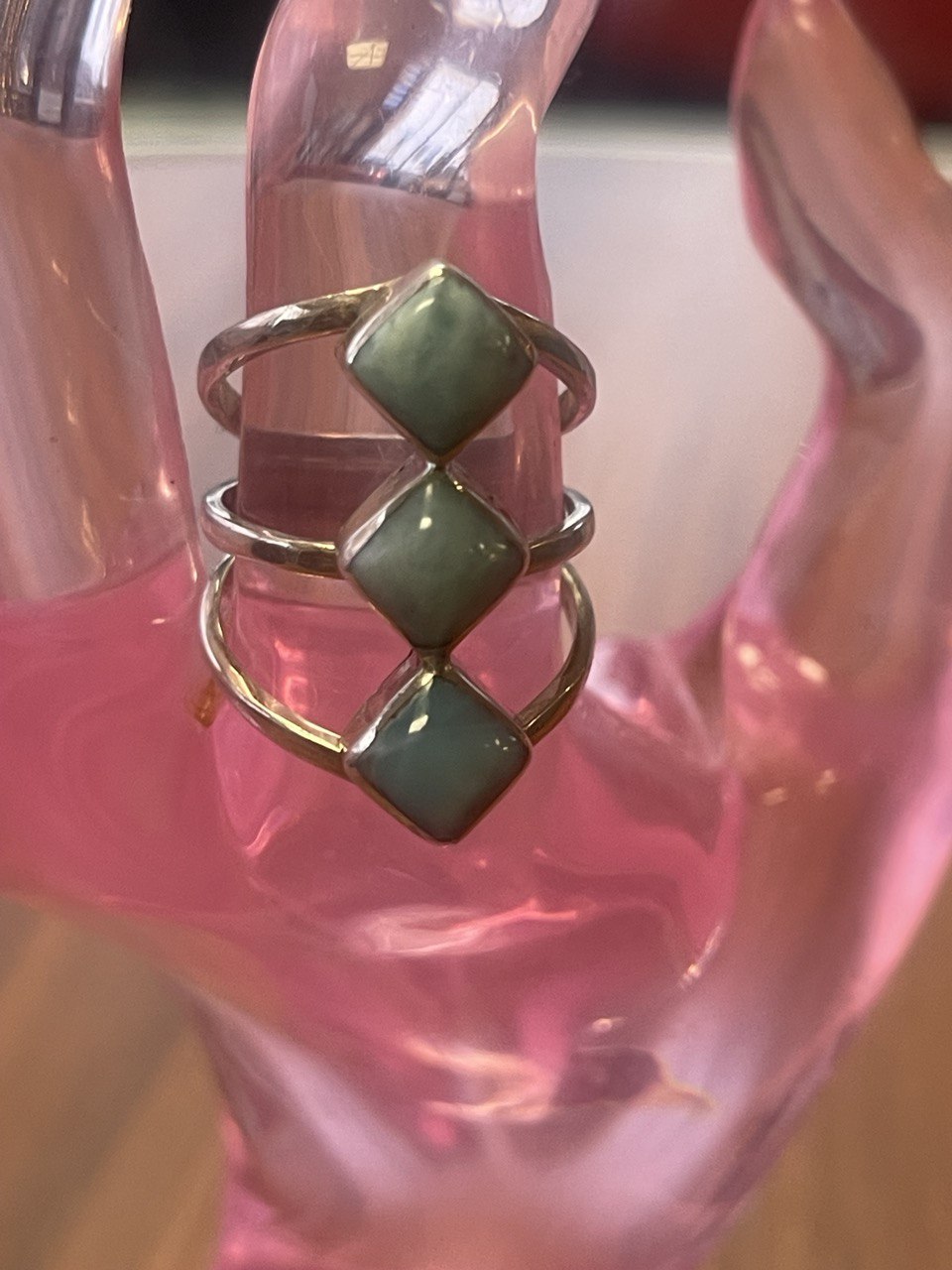 Silver Larimar Triple Diamond Shaped Ring