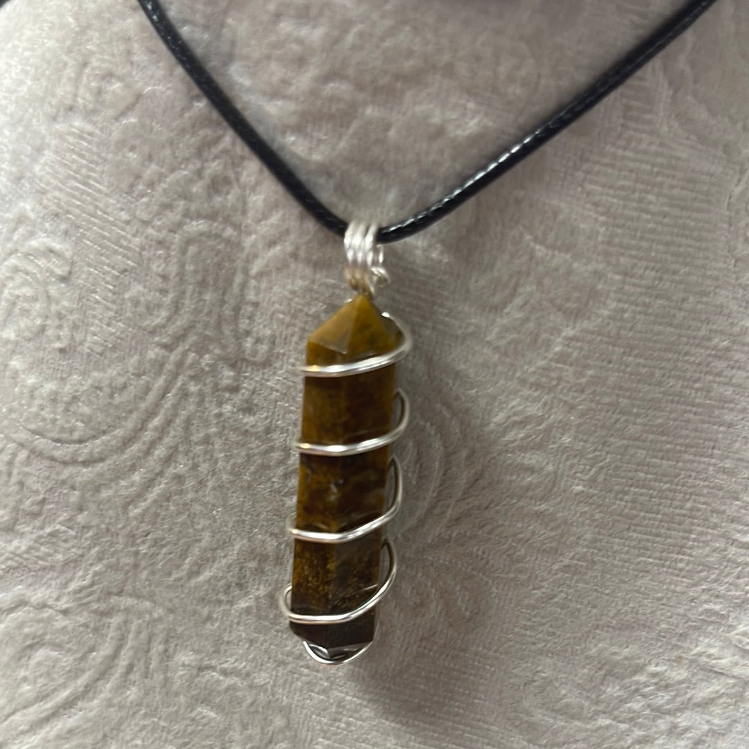 Wire Wrapped Tigers Eye Double Terminated Point