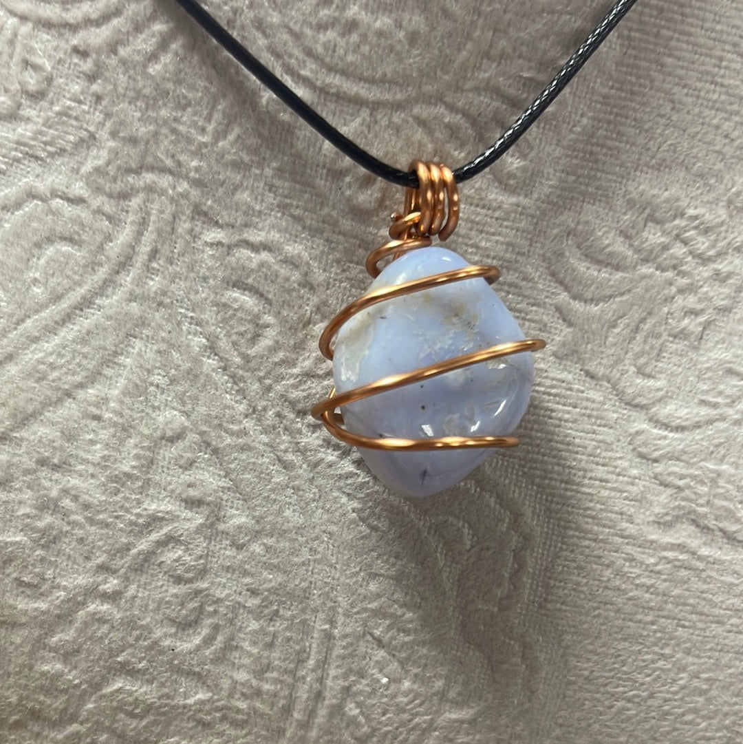 Wire Wrapped Blue Lace Agate