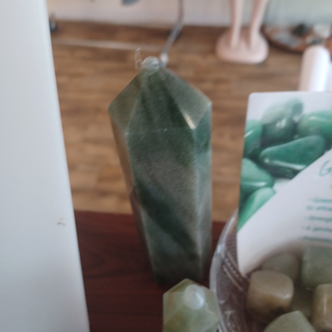 **Green Aventurine with Gray Tower