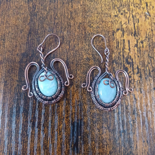 @connectco Amazonite Antique Copper Earings