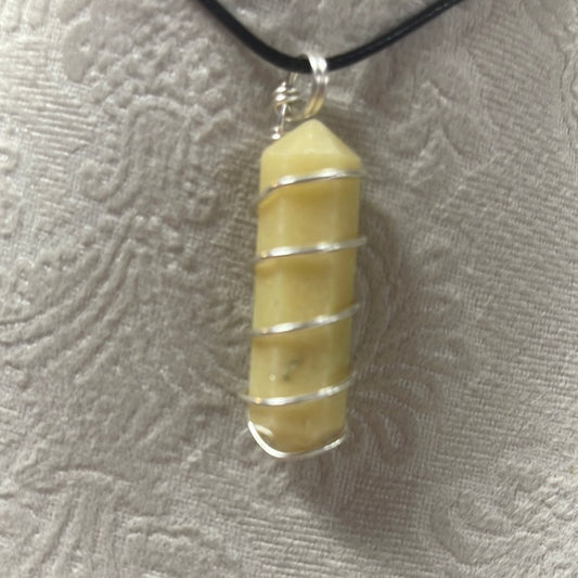 Wire Wrapped yellow aventurine Double Terminated Point