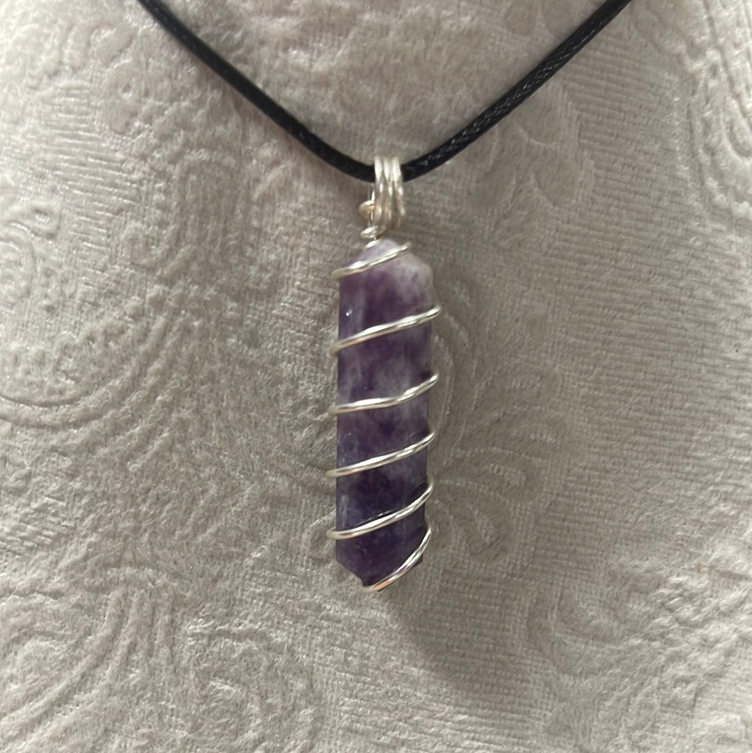 Wire Wrapped Lepidolite Double Terminated Point