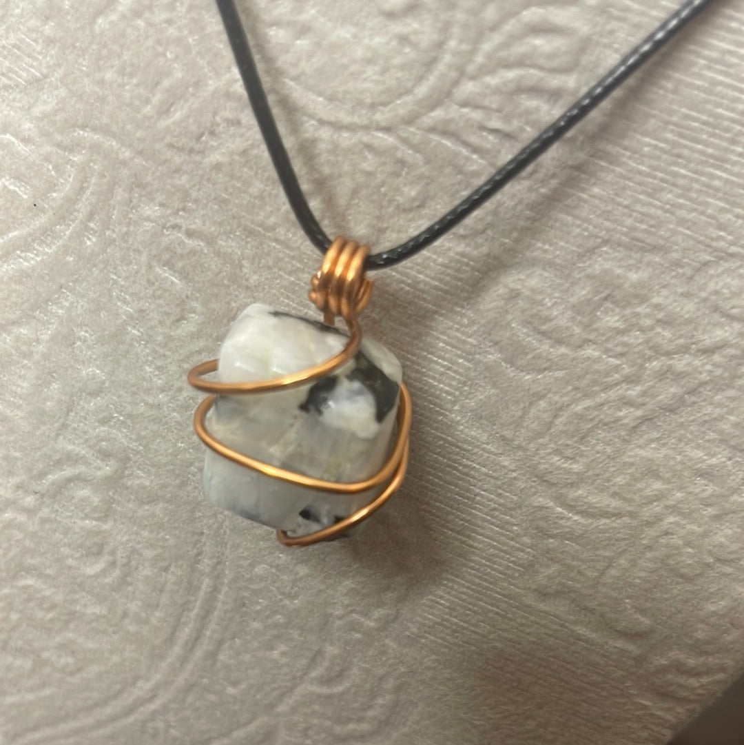 Wire Wrapped Rainbow Moonstone