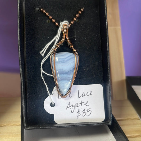 @abearcups Blue Lace Agate Pendant