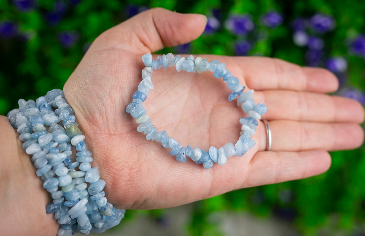 Aquamarine tumbled stone bracelet