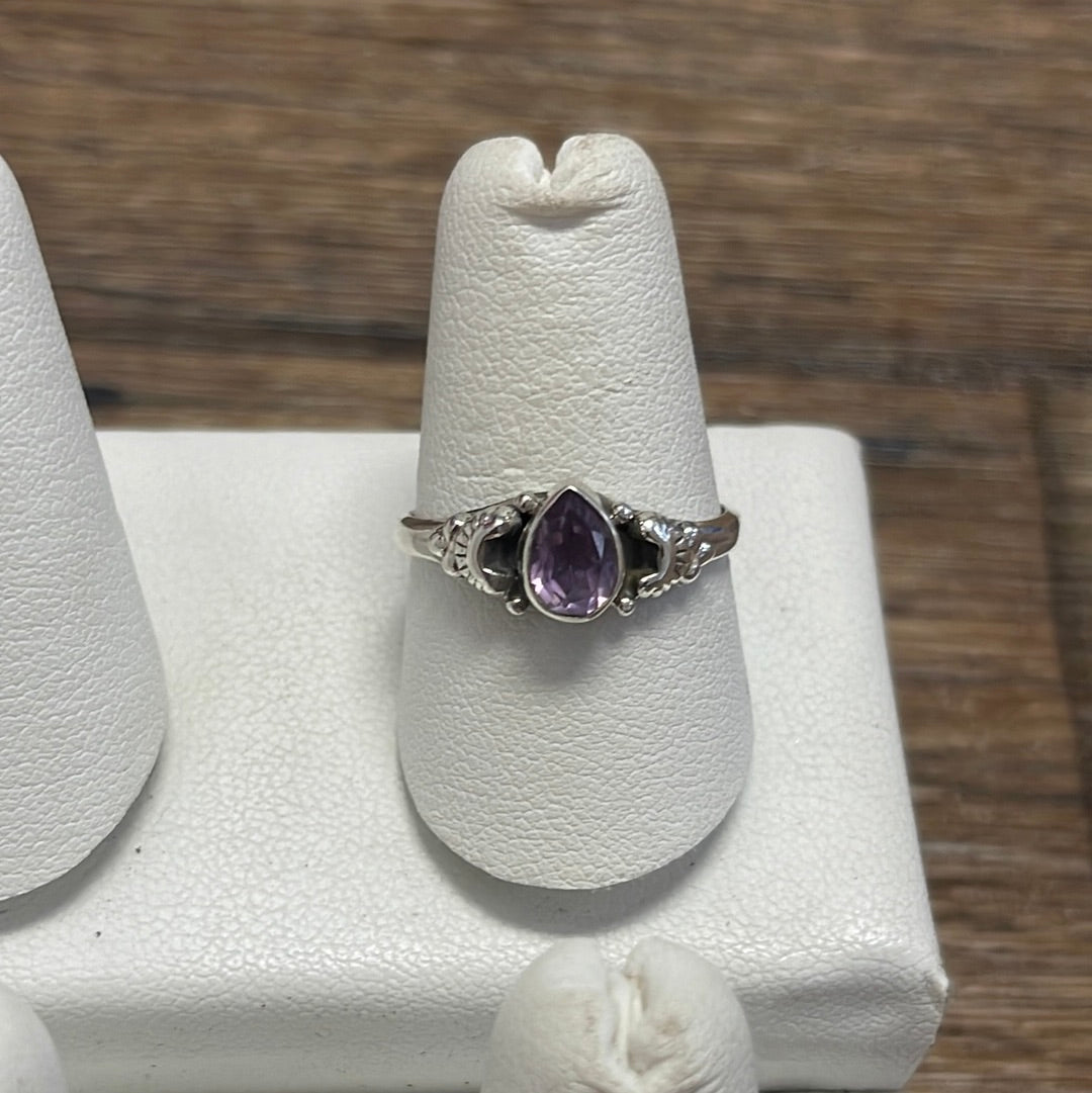 Amethyst Silver Ring Size 8