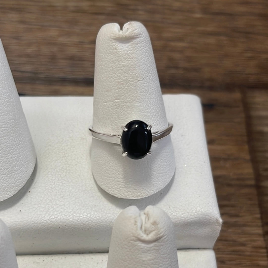 Black Obsidian Silver Ring Size 9