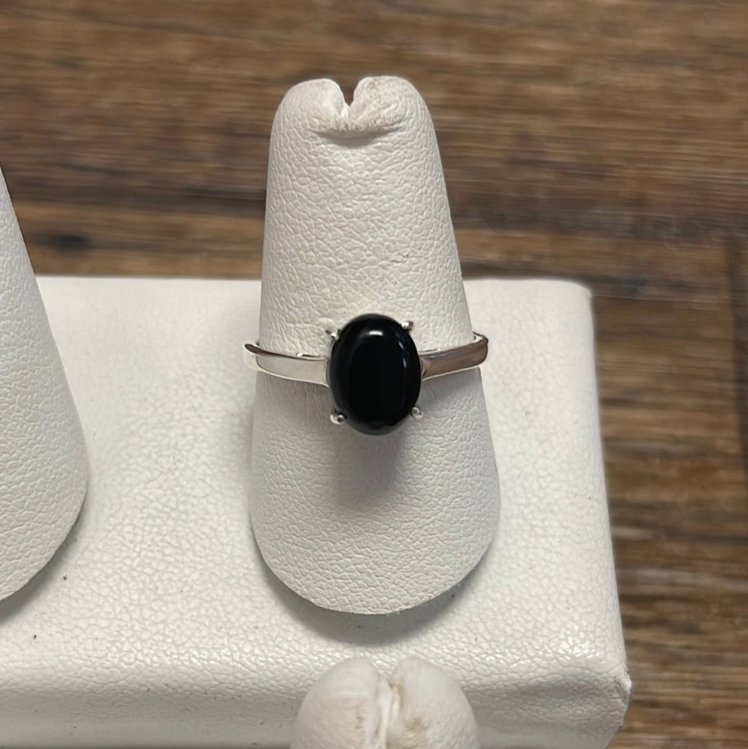 Black Obsidian Silver Ring Size 8 Style 1