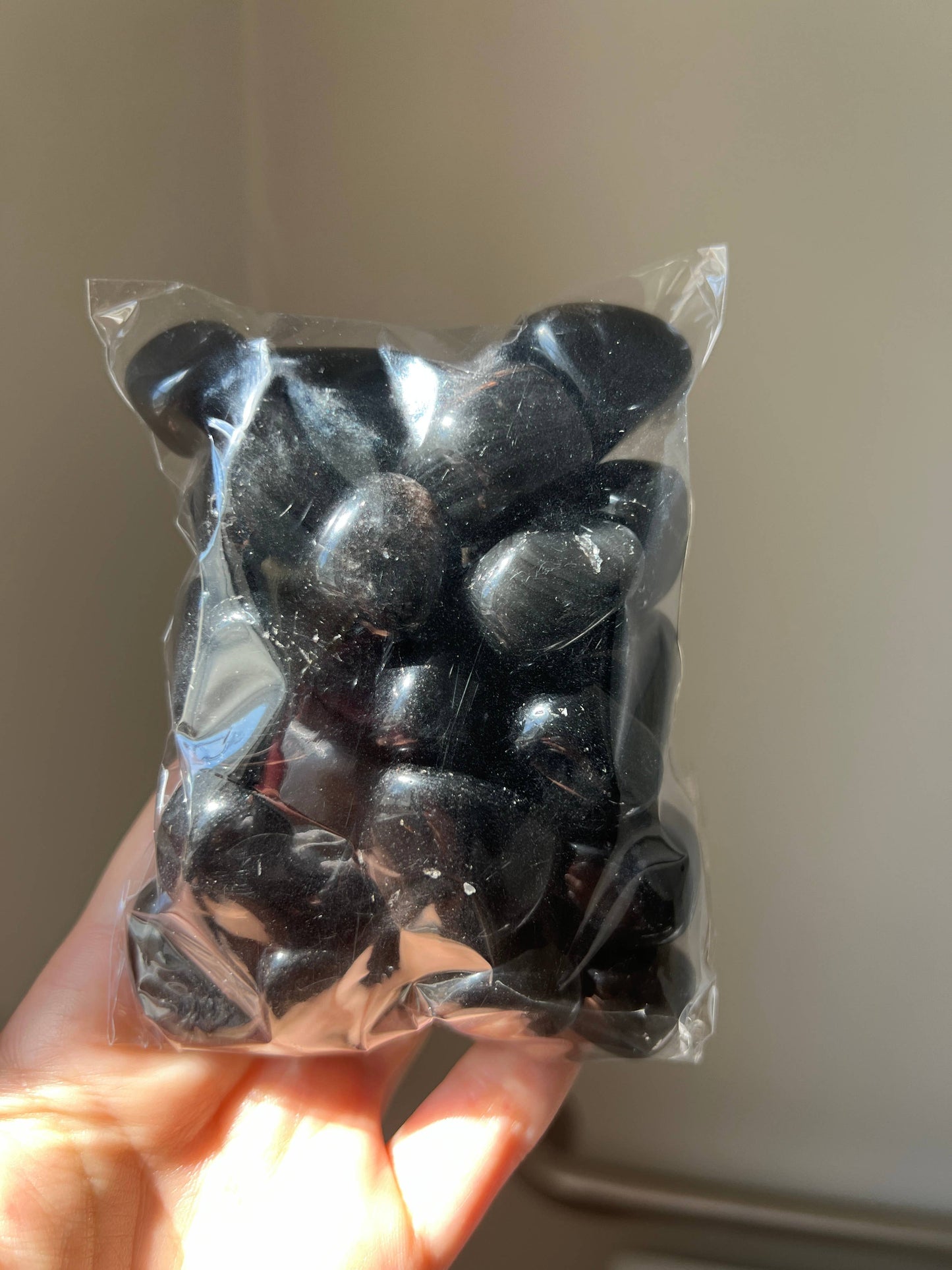 Black Obsidian Crystal Tumble Bag