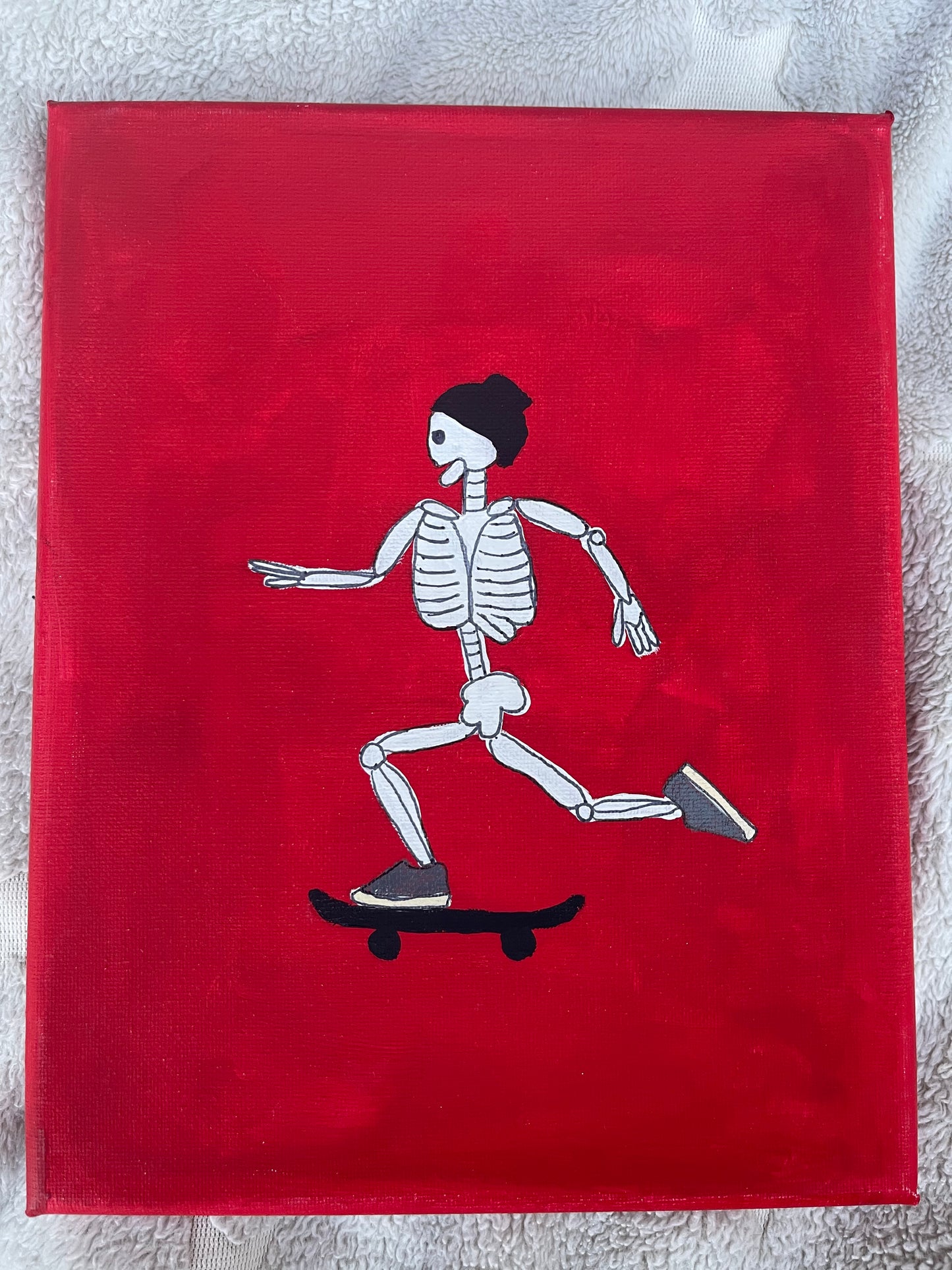 Skateboard SKeleton 90s Theme by em_gem_canvases